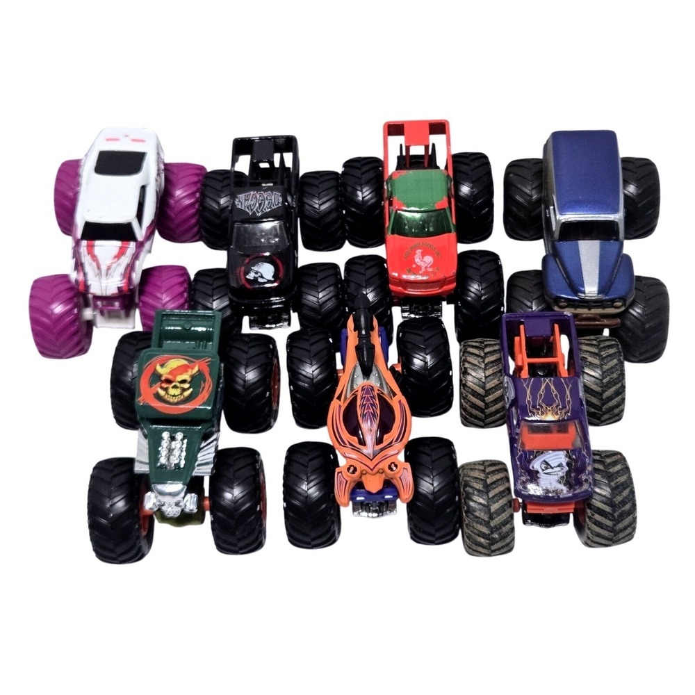 Hot Wheels Monster Jam Truck Lot Of 7 1:64 Metal Mulisha Scorpedo Storm Used
